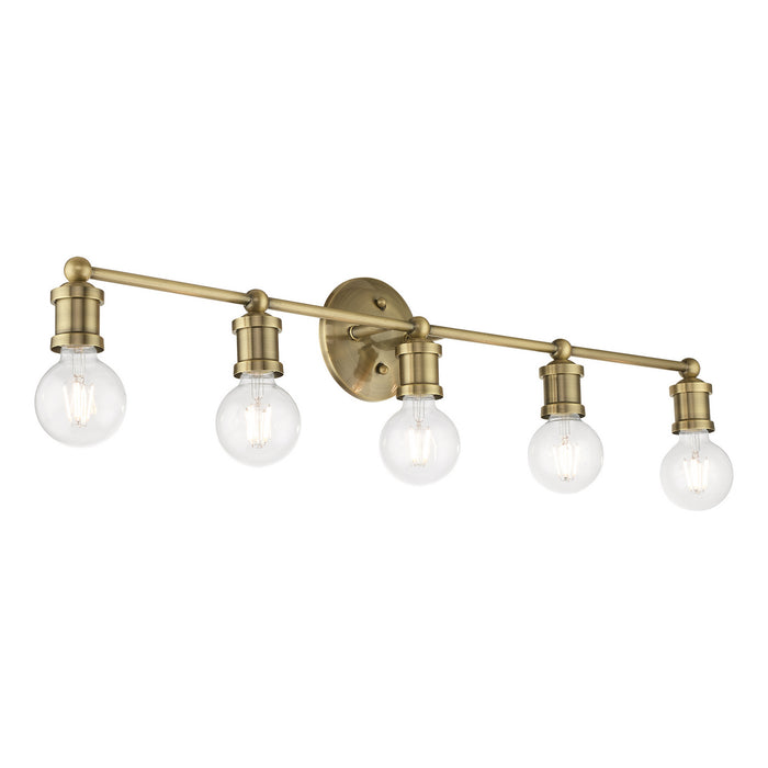 Livex Lighting 14425-01 Five Light Vanity Sconce, Antique Brass