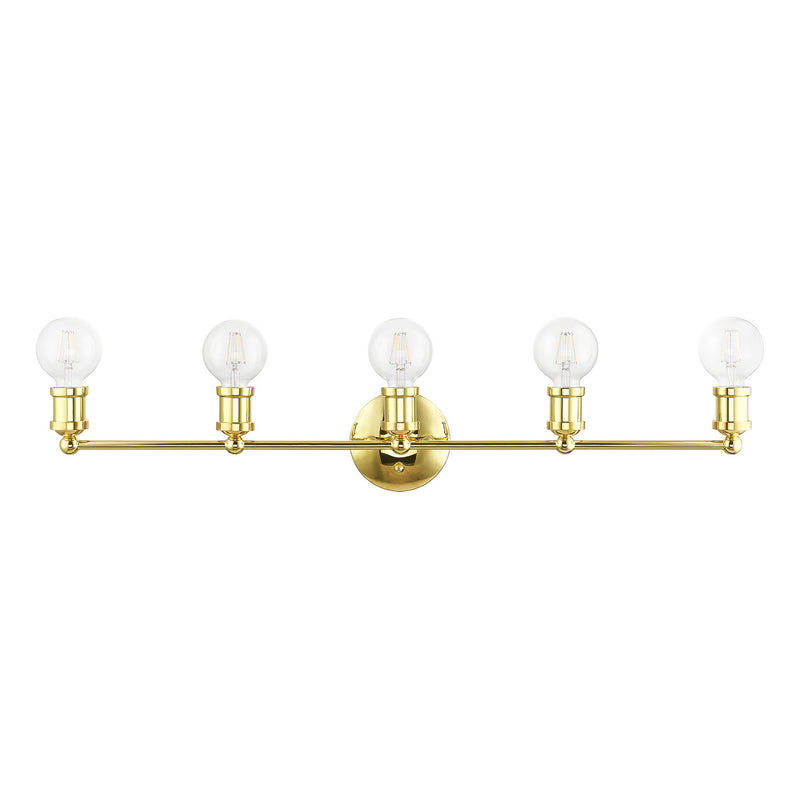 Livex Lighting 14425-02 Five Light Vanity Sconce, Polished Brass