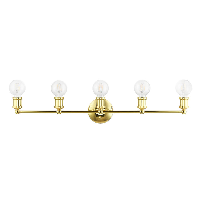 Livex Lighting 14425-02 Five Light Vanity Sconce, Polished Brass