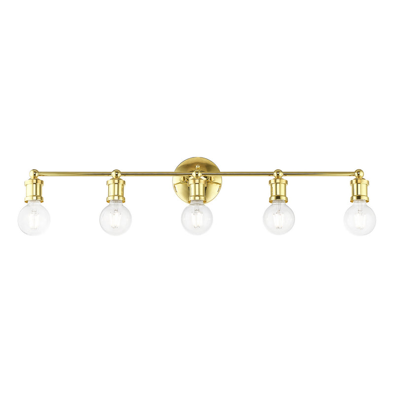 Livex Lighting 14425-02 Five Light Vanity Sconce, Polished Brass