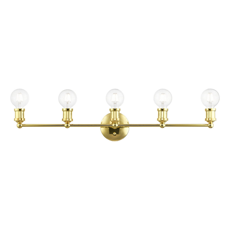 Livex Lighting 14425-02 Five Light Vanity Sconce, Polished Brass