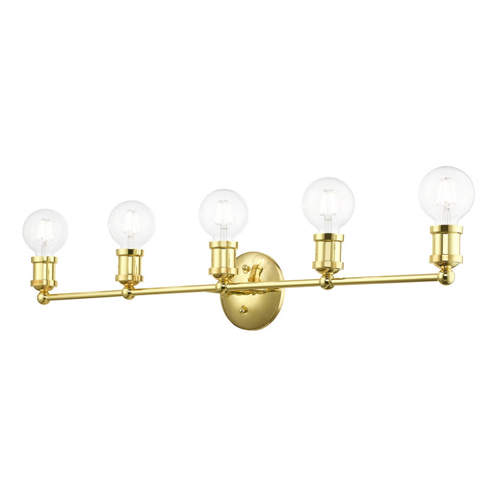 Livex Lighting 14425-02 Five Light Vanity Sconce, Polished Brass