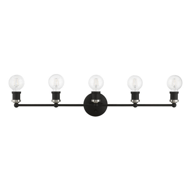 Livex Lighting 14425-04 Five Light Vanity Sconce, Black w/Brushed Nickel
