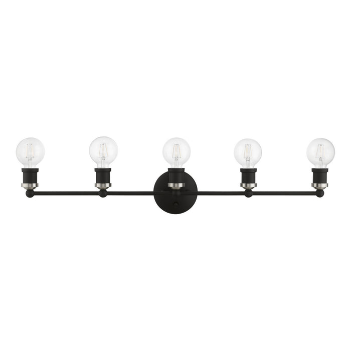 Livex Lighting 14425-04 Five Light Vanity Sconce, Black w/Brushed Nickel