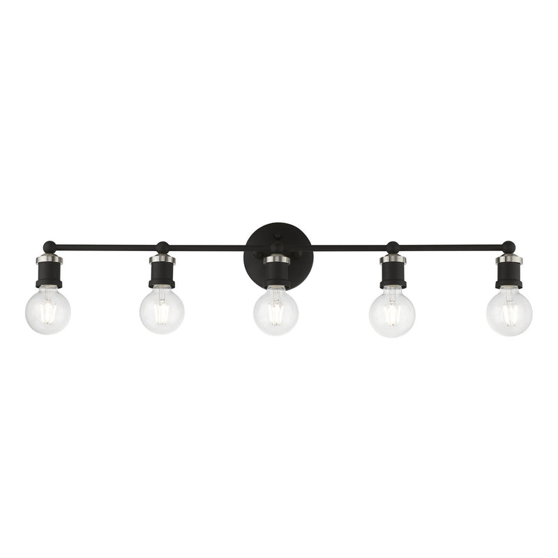 Livex Lighting 14425-04 Five Light Vanity Sconce, Black w/Brushed Nickel