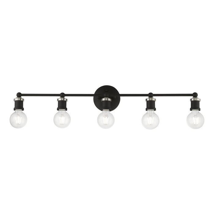 Livex Lighting 14425-04 Five Light Vanity Sconce, Black w/Brushed Nickel