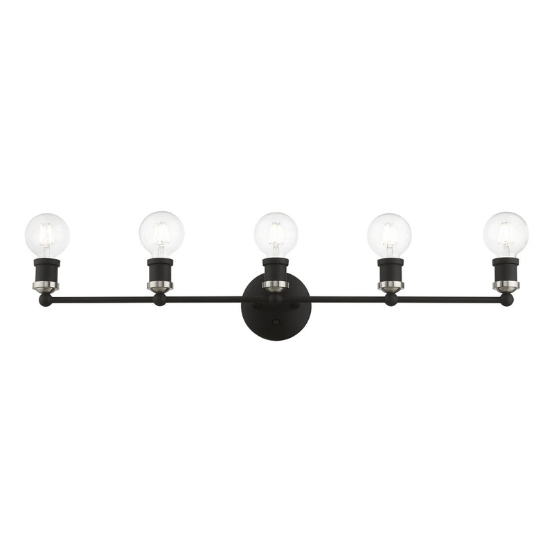 Livex Lighting 14425-04 Five Light Vanity Sconce, Black w/Brushed Nickel