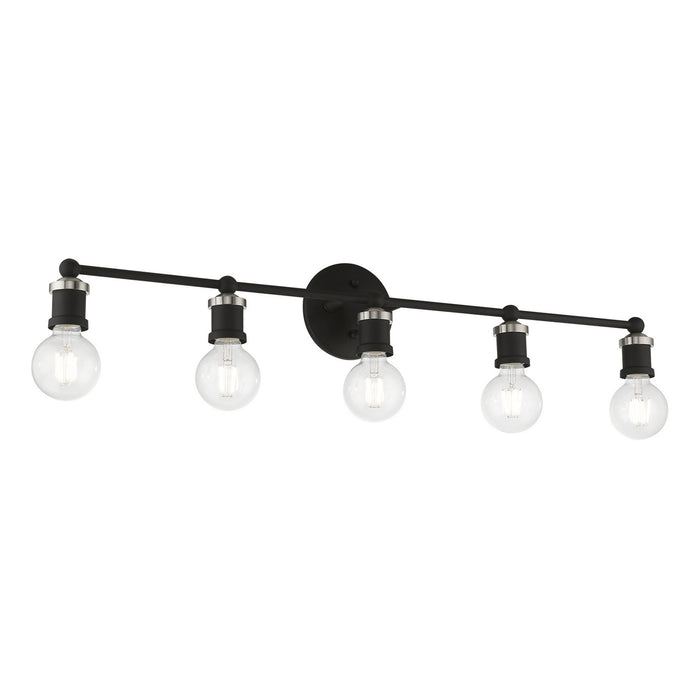 Livex Lighting 14425-04 Five Light Vanity Sconce, Black w/Brushed Nickel