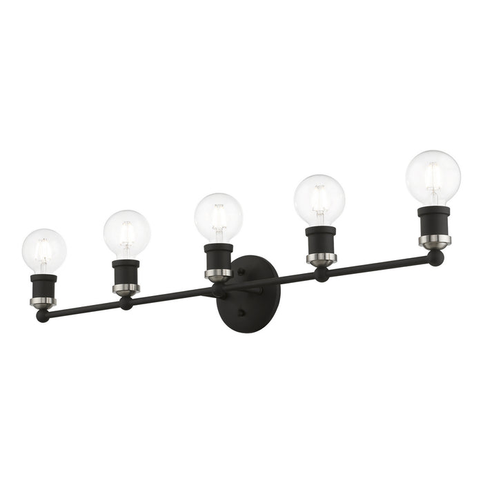 Livex Lighting 14425-04 Five Light Vanity Sconce, Black w/Brushed Nickel