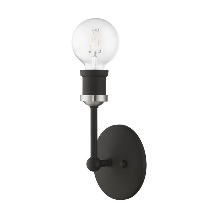 Livex Lighting 14429-04 One Light Vanity Sconce, Black w/Brushed Nickel