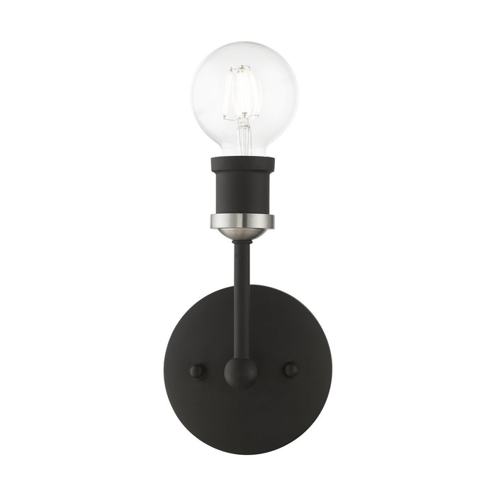 Livex Lighting 14429-04 One Light Vanity Sconce, Black w/Brushed Nickel