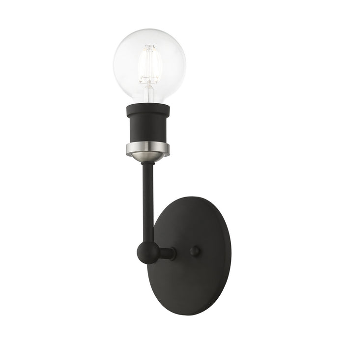 Livex Lighting 14429-04 One Light Vanity Sconce, Black w/Brushed Nickel