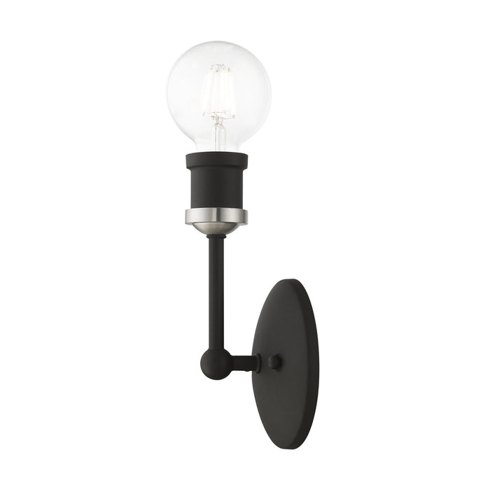 Livex Lighting 14429-04 One Light Vanity Sconce, Black w/Brushed Nickel