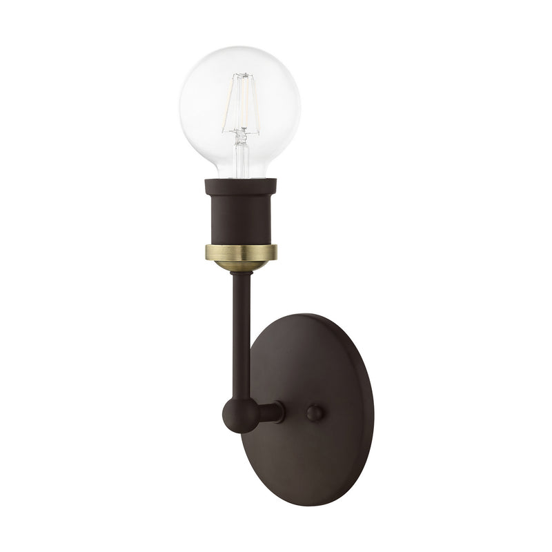 Livex Lighting 14429-07 One Light Vanity Sconce, Bronze w/Antique Brass
