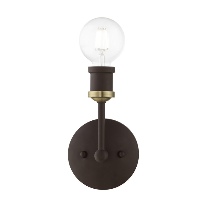 Livex Lighting 14429-07 One Light Vanity Sconce, Bronze w/Antique Brass