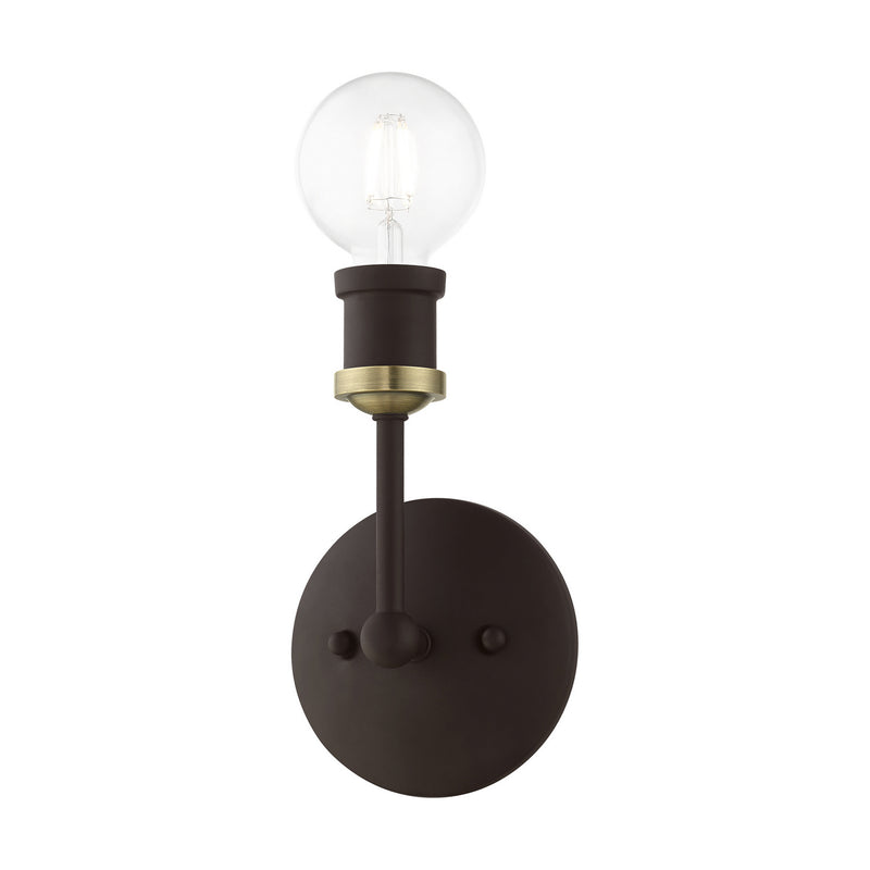 Livex Lighting 14429-07 One Light Vanity Sconce, Bronze w/Antique Brass