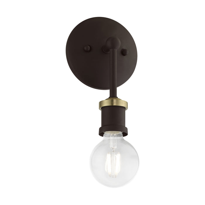 Livex Lighting 14429-07 One Light Vanity Sconce, Bronze w/Antique Brass