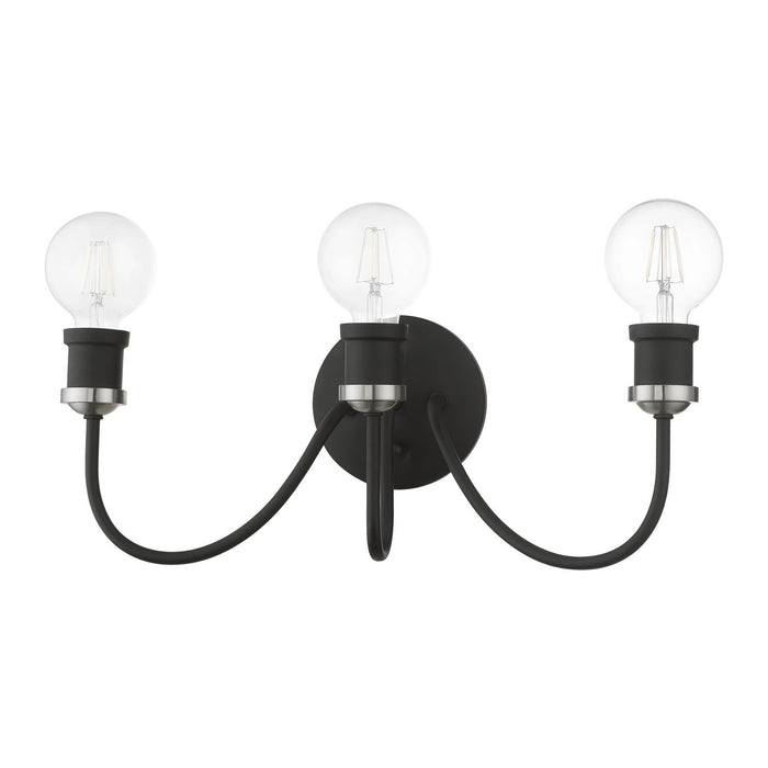 Livex Lighting 16573-04 Three Light Vanity Sconce, Black w/Brushed Nickel