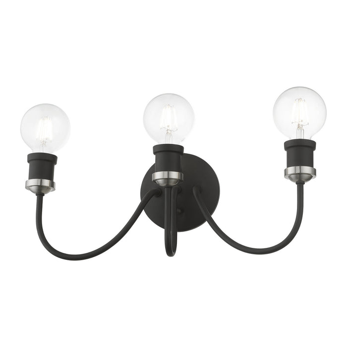 Livex Lighting 16573-04 Three Light Vanity Sconce, Black w/Brushed Nickel