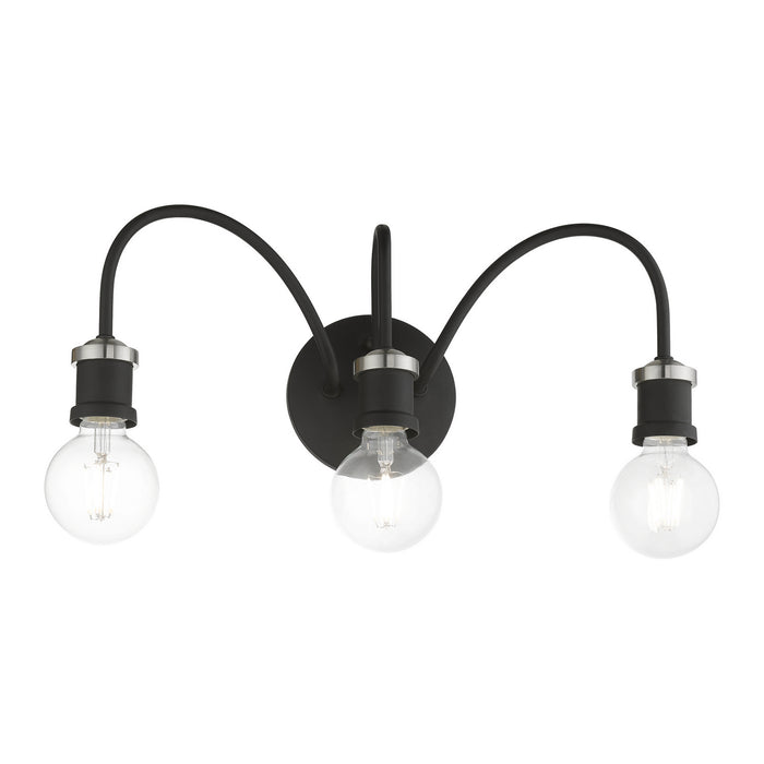Livex Lighting 16573-04 Three Light Vanity Sconce, Black w/Brushed Nickel