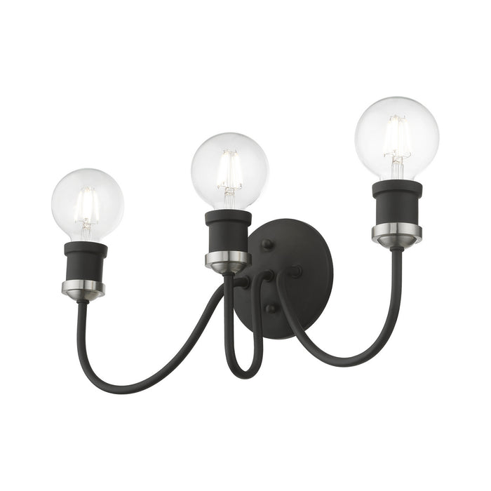 Livex Lighting 16573-04 Three Light Vanity Sconce, Black w/Brushed Nickel
