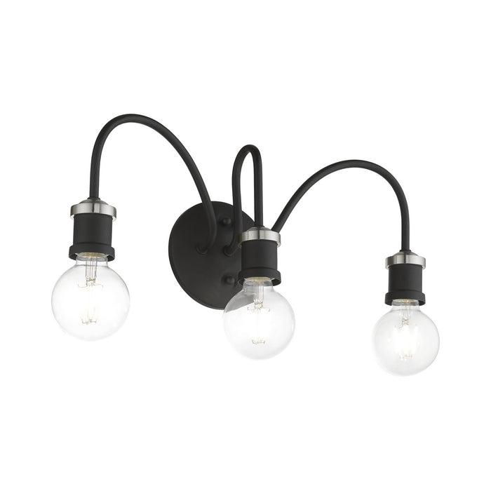 Livex Lighting 16573-04 Three Light Vanity Sconce, Black w/Brushed Nickel