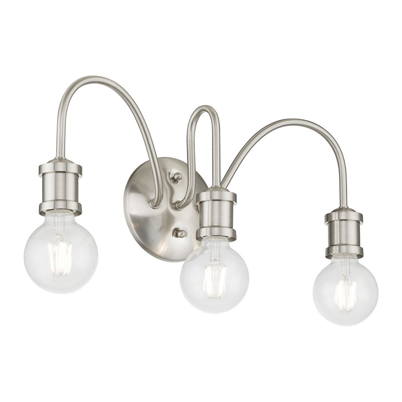 Livex Lighting 16573-91 Three Light Vanity Sconce, Brushed Nickel