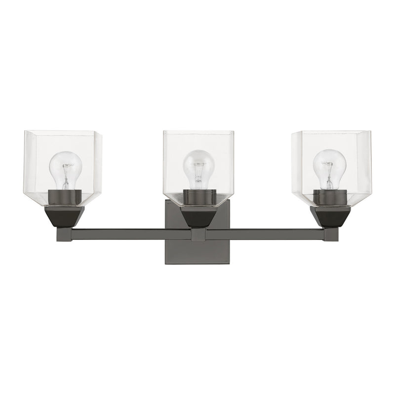 Livex Lighting 16773-46 Three Light Vanity Sconce, Black Chrome