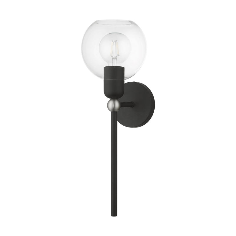 Livex Lighting 16971-04 One Light Wall Sconce, Black w/Brushed Nickel