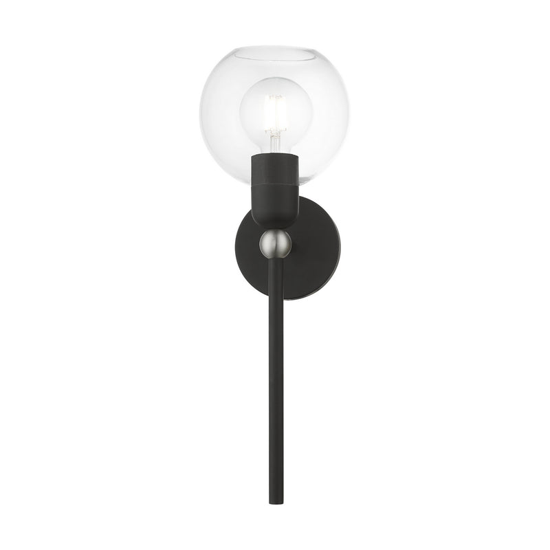 Livex Lighting 16971-04 One Light Wall Sconce, Black w/Brushed Nickel