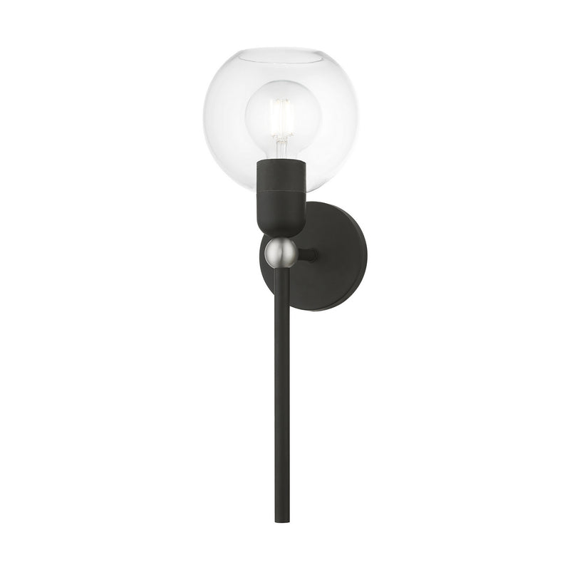 Livex Lighting 16971-04 One Light Wall Sconce, Black w/Brushed Nickel