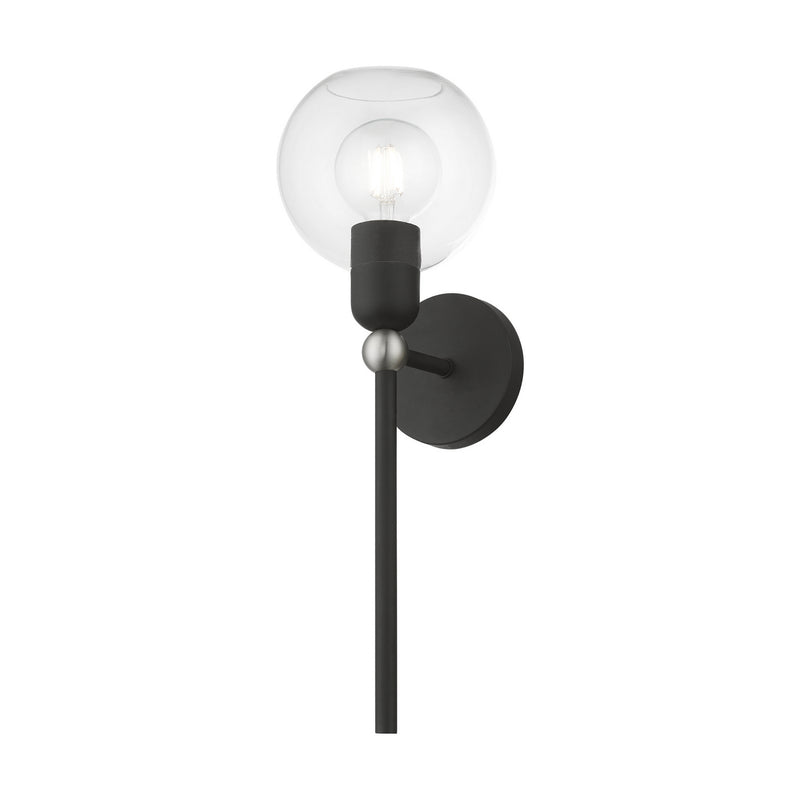 Livex Lighting 16971-04 One Light Wall Sconce, Black w/Brushed Nickel