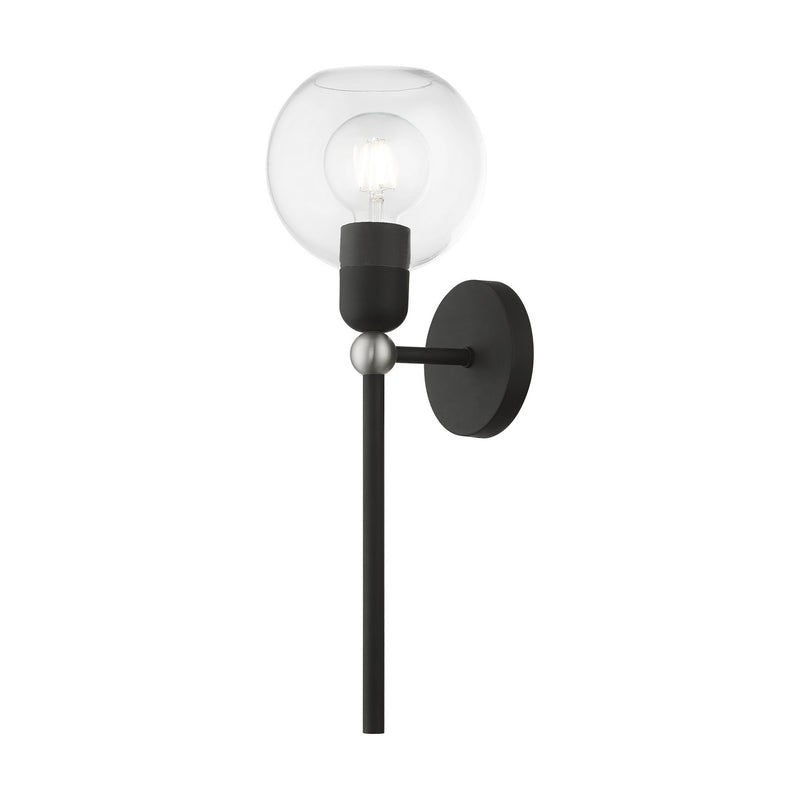 Livex Lighting 16971-04 One Light Wall Sconce, Black w/Brushed Nickel