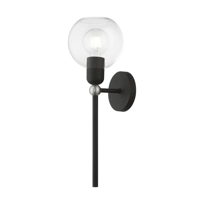 Livex Lighting 16971-04 One Light Wall Sconce, Black w/Brushed Nickel