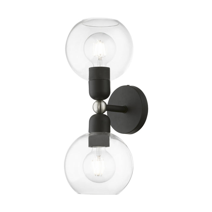Livex Lighting 16972-04 Two Light Vanity Sconce, Black w/Brushed Nickel