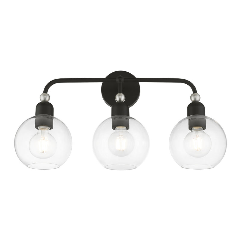 Livex Lighting 16973-04 Three Light Vanity Sconce, Black w/Brushed Nickel