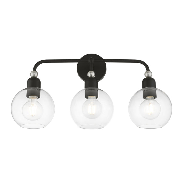 Livex Lighting 16973-04 Three Light Vanity Sconce, Black w/Brushed Nickel
