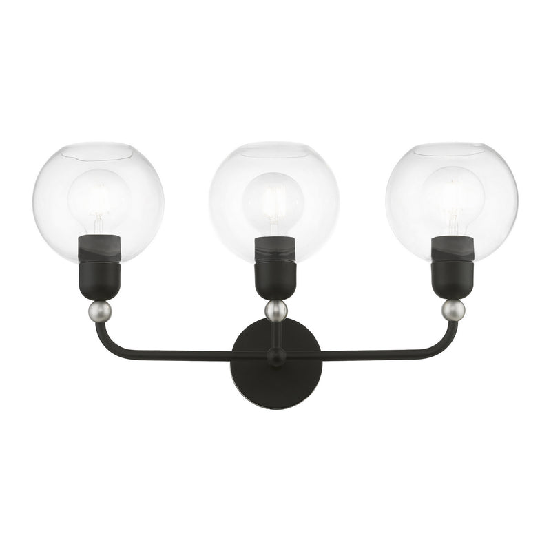Livex Lighting 16973-04 Three Light Vanity Sconce, Black w/Brushed Nickel