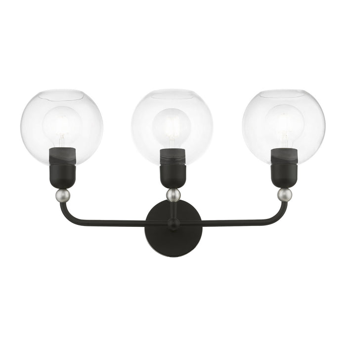 Livex Lighting 16973-04 Three Light Vanity Sconce, Black w/Brushed Nickel