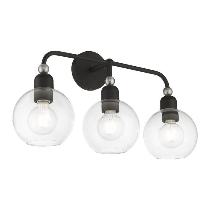 Livex Lighting 16973-04 Three Light Vanity Sconce, Black w/Brushed Nickel