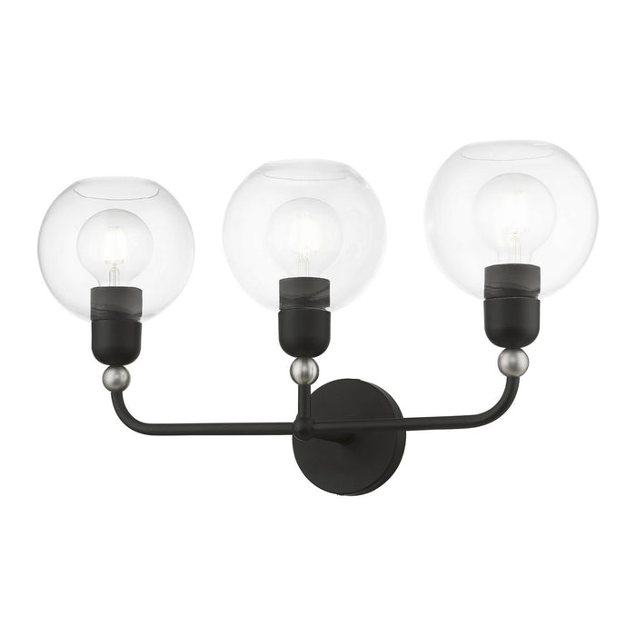 Livex Lighting 16973-04 Three Light Vanity Sconce, Black w/Brushed Nickel