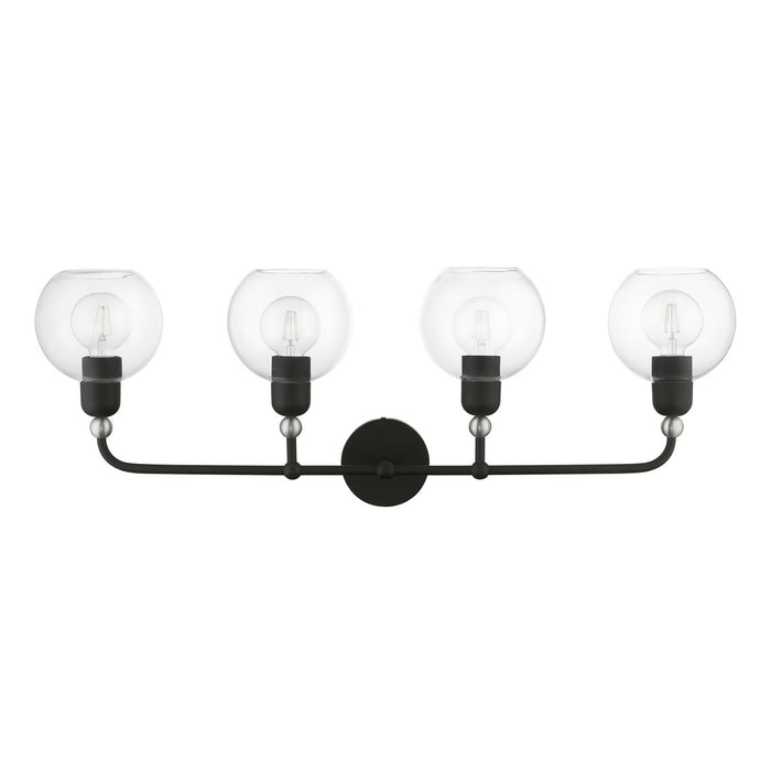 Livex Lighting 16975-04 Four Light Vanity Sconce, Black w/Brushed Nickel