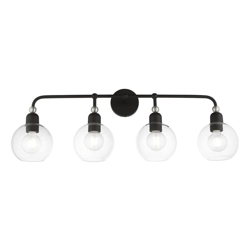 Livex Lighting 16975-04 Four Light Vanity Sconce, Black w/Brushed Nickel