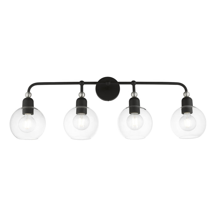 Livex Lighting 16975-04 Four Light Vanity Sconce, Black w/Brushed Nickel
