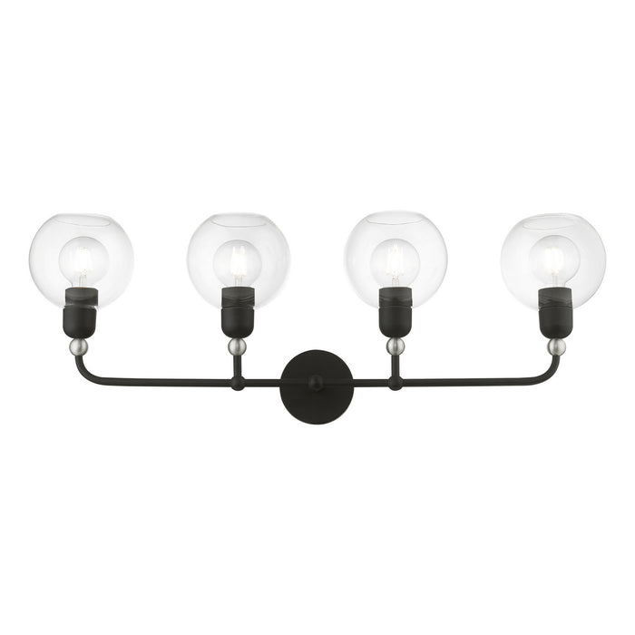 Livex Lighting 16975-04 Four Light Vanity Sconce, Black w/Brushed Nickel