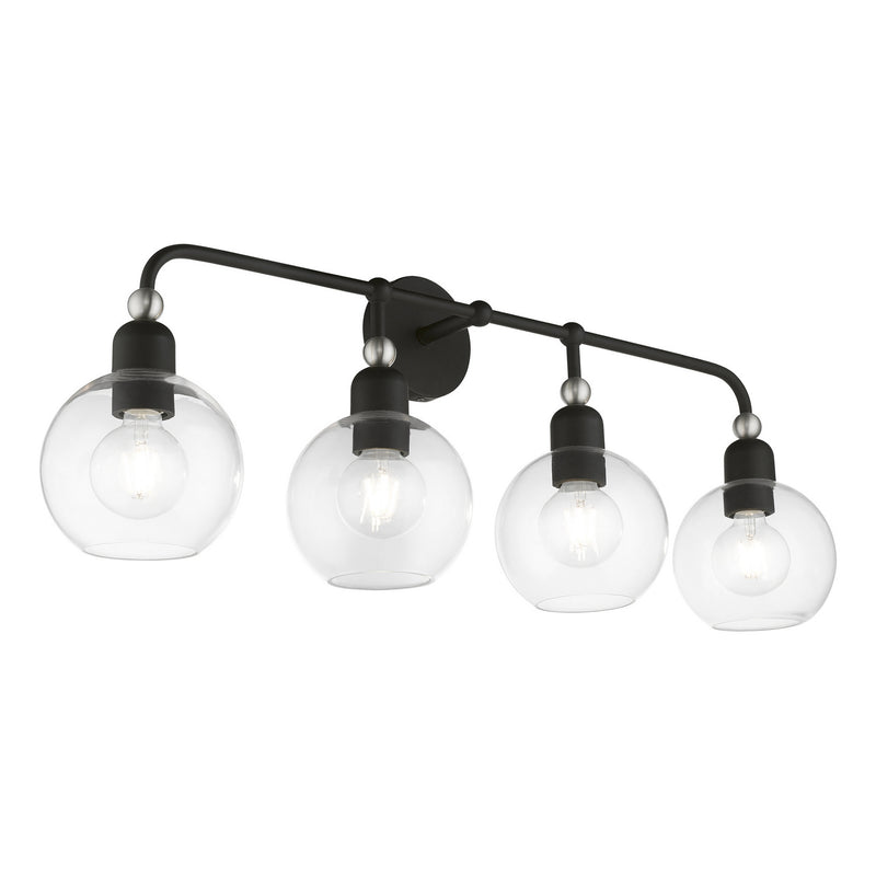 Livex Lighting 16975-04 Four Light Vanity Sconce, Black w/Brushed Nickel