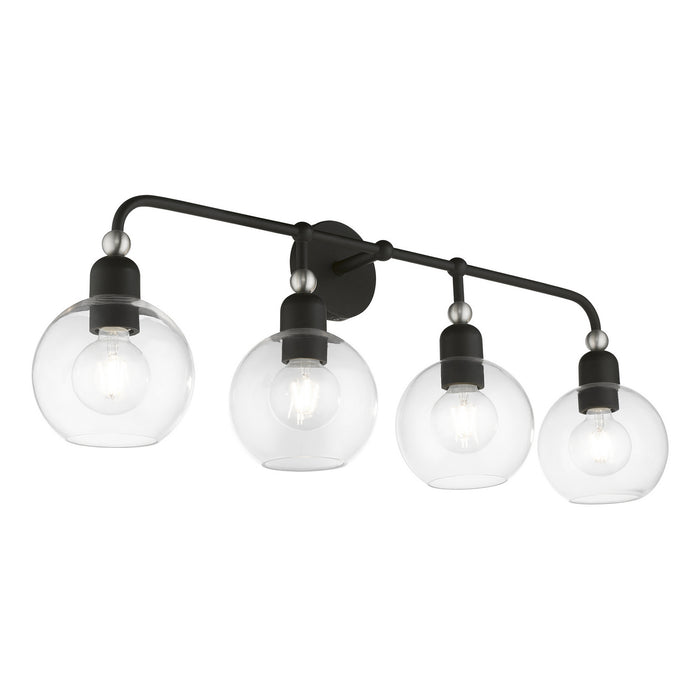 Livex Lighting 16975-04 Four Light Vanity Sconce, Black w/Brushed Nickel