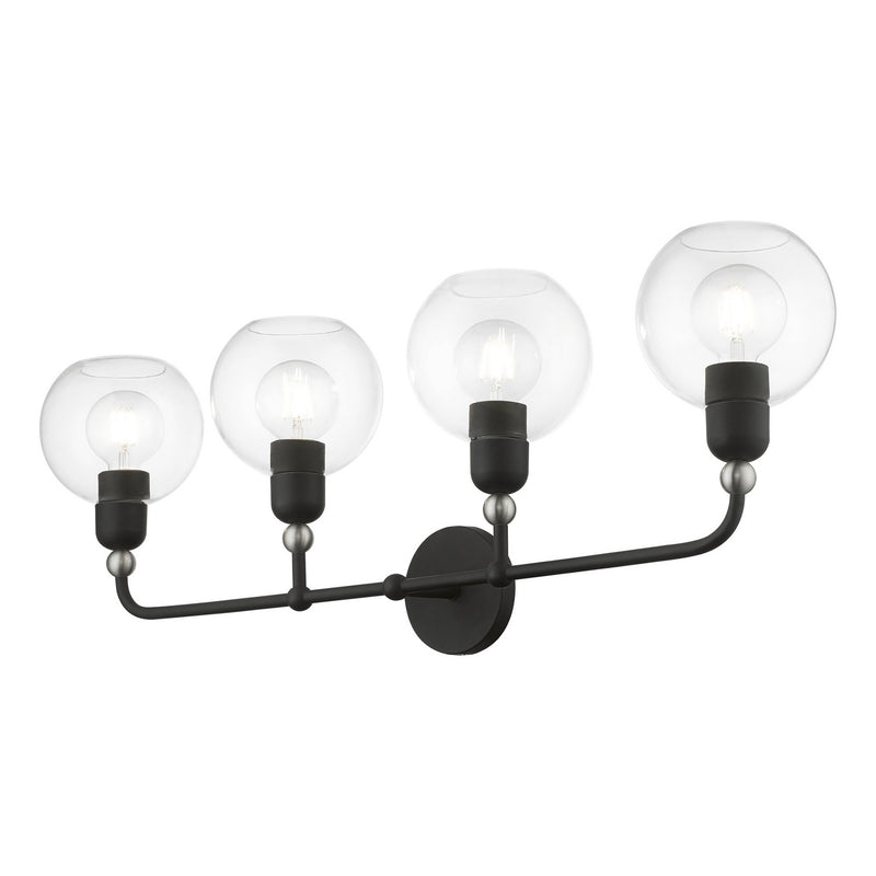 Livex Lighting 16975-04 Four Light Vanity Sconce, Black w/Brushed Nickel