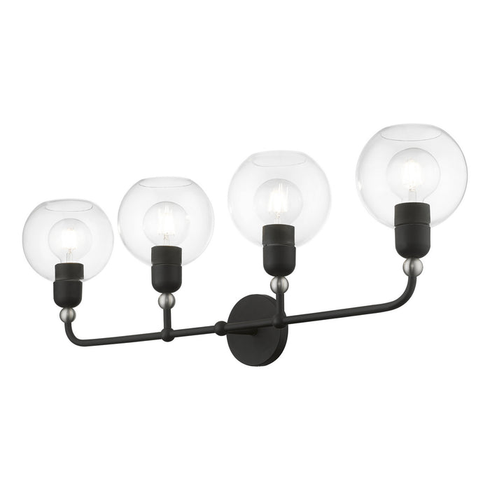Livex Lighting 16975-04 Four Light Vanity Sconce, Black w/Brushed Nickel