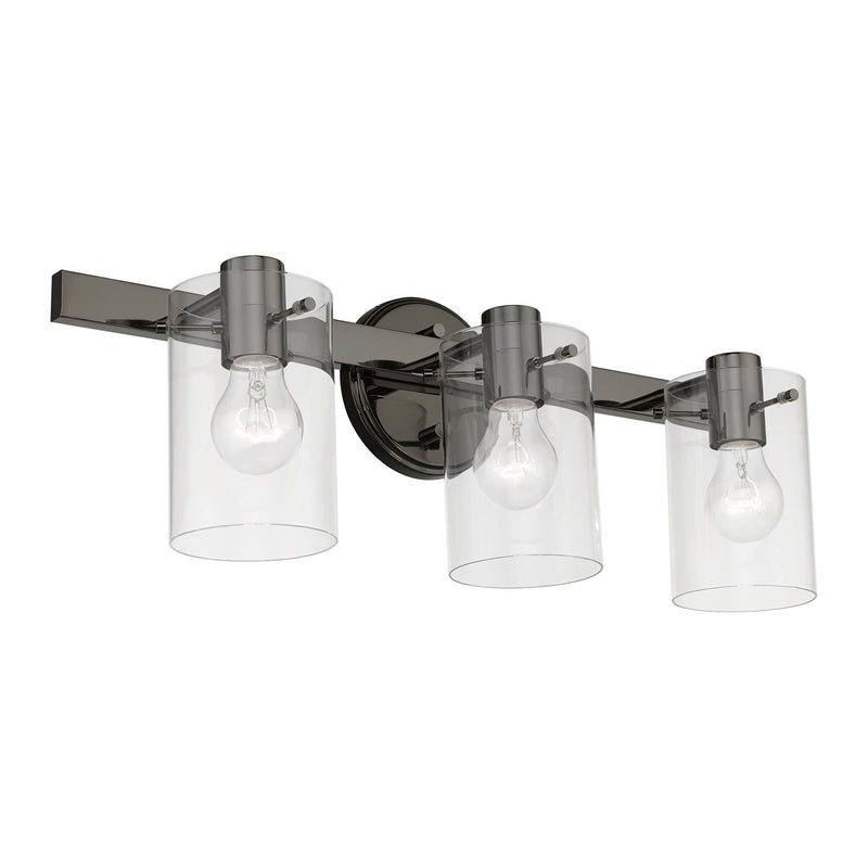 Livex Lighting 17233-46 Three Light Vanity Sconce, Black Chrome